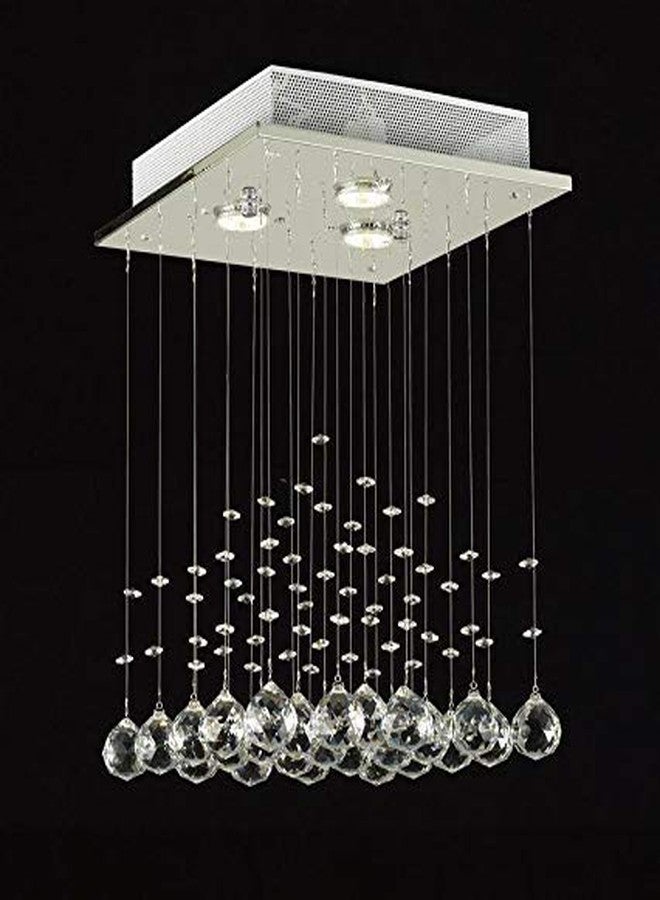 CRYSTA WORLD 4-Lights Modern Chandelier K9 Crystal Chandelier Light Fixture,Modern Flush Mount Ceiling Light Fixtures Raindrop Chandelier for Bedroom,Dining Room,Living Room,H16 x D14 - Image 2